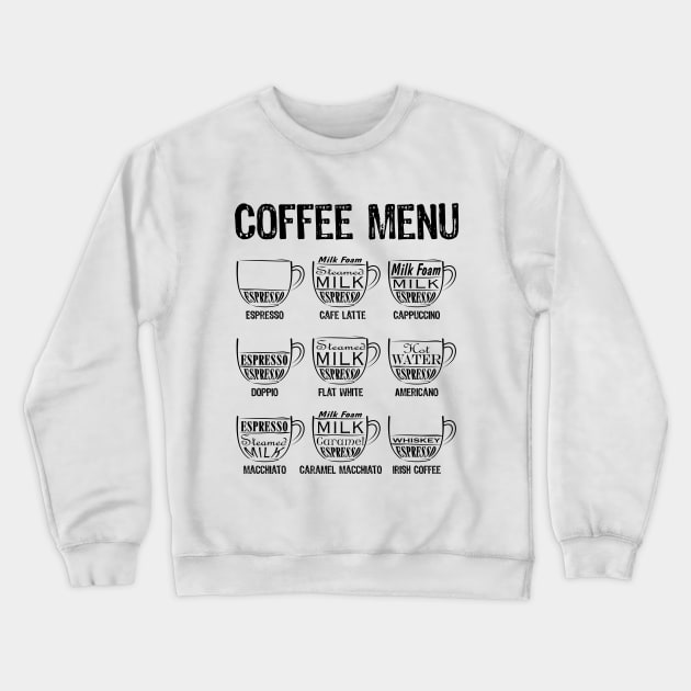 Coffee Menu 1 Crewneck Sweatshirt by Blade Runner Thoughts